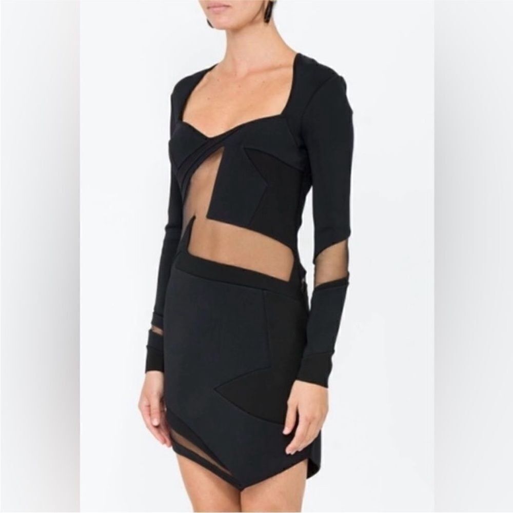 Alexander Vauthier Elegant Black and Gray Long Sleeve Dress, XS
